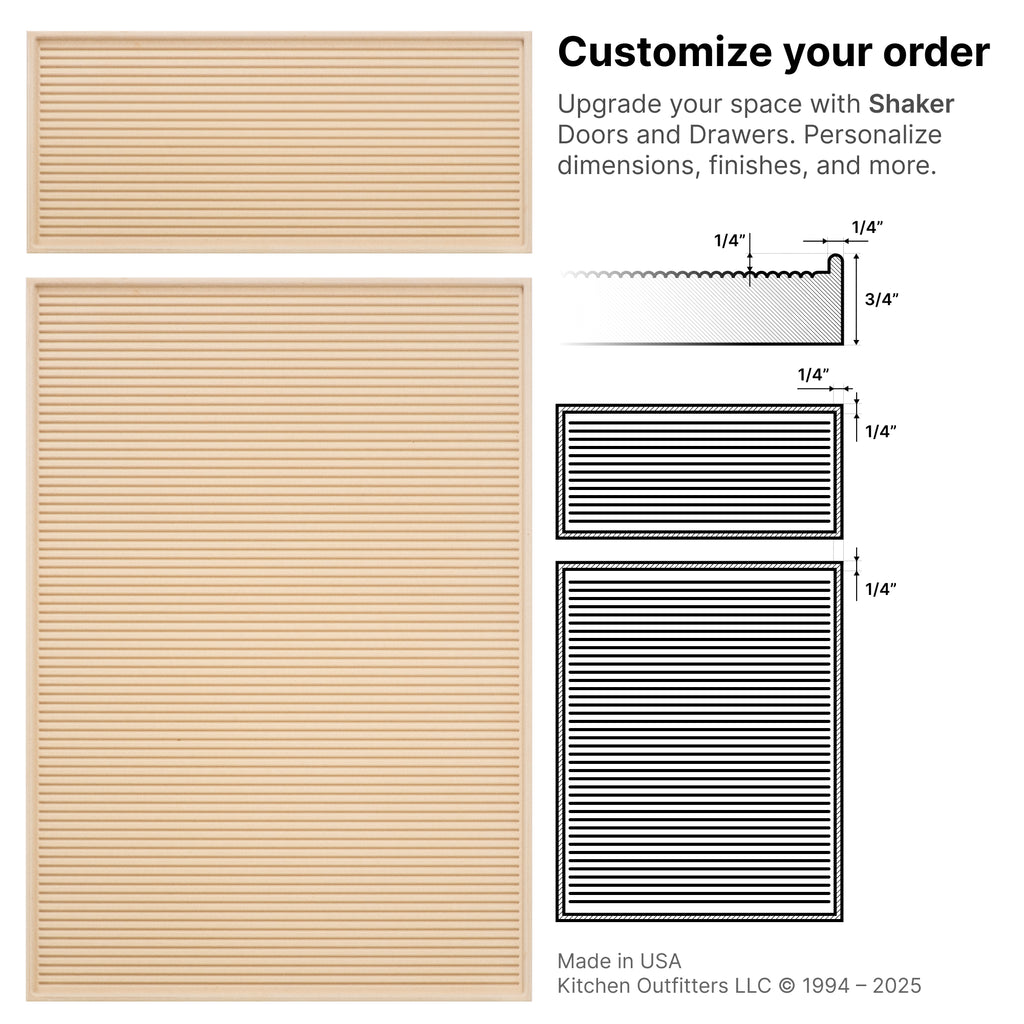 Reeded MDF cabinet door – profile section and stile/rail measurements for custom build
