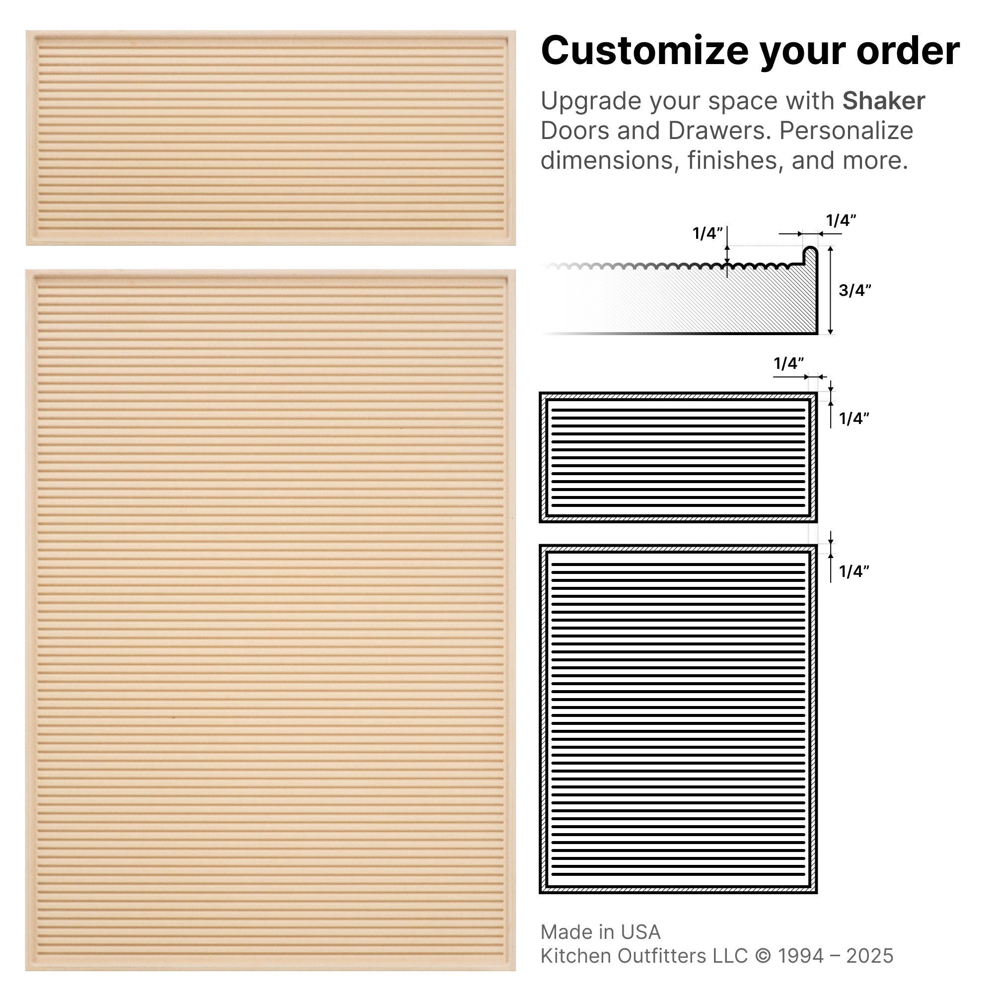 Reeded MDF cabinet door – profile section and stile/rail measurements for custom build